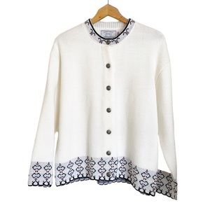 Vintage Jersild Womens Knit Fair Isle Nordic Button Front Cardigan Sweater sz XL